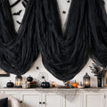600 x 80 in Halloween Creepy Cloth for Yard and Outdoor Decorations, Black | Large Scary Gauze Cheesecloth for Creating Spooky Fabric Displays in Haunted Houses, Parties, Walls, Doorways and Windows