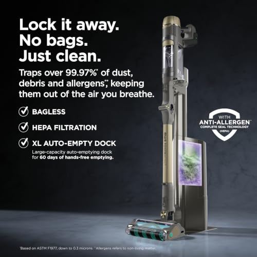 Shark® PowerDetect® Pet Plus Clean & Empty Cordless Stick Vacuum, IP3253 | Auto-Empty System, Powerful Suction, HEPA, Carpet & Hard Floor, Portable, Vacuum for Pet Hair, 70-Min Runtime, Gray