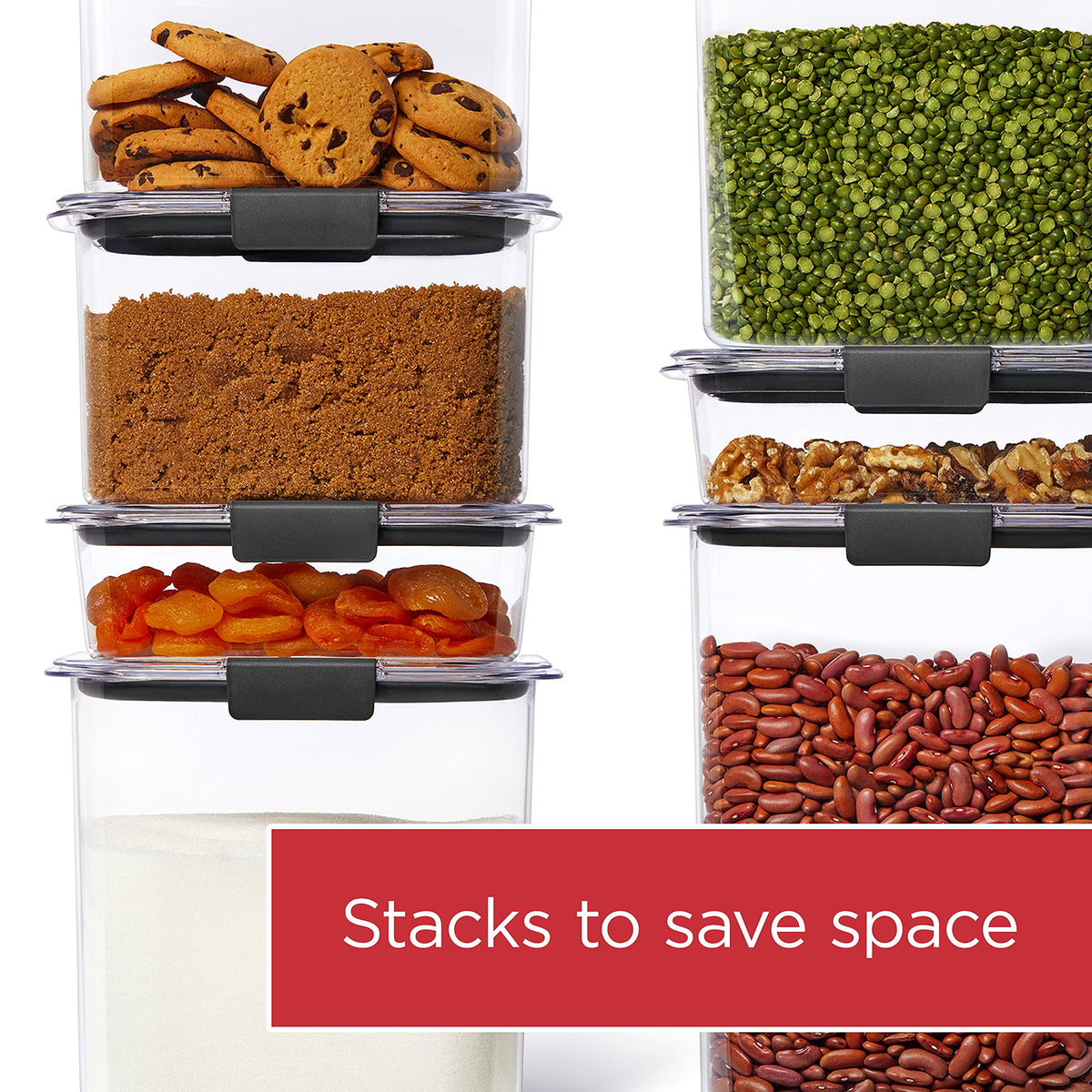 Rubbermaid Brilliance 12-Cup Airtight Food Storage Container, Perfect for Pantry Staples, Clear/Grey