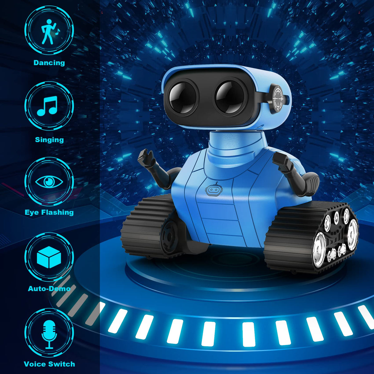 Hamourd Robot Toys for Boys Girls, Rechargeable Remote Control Emo Robots with Auto-Demonstration, Flexible Head & Arms, Dance Moves, Music, Shining LED Eyes for 5+ Years Old Kids