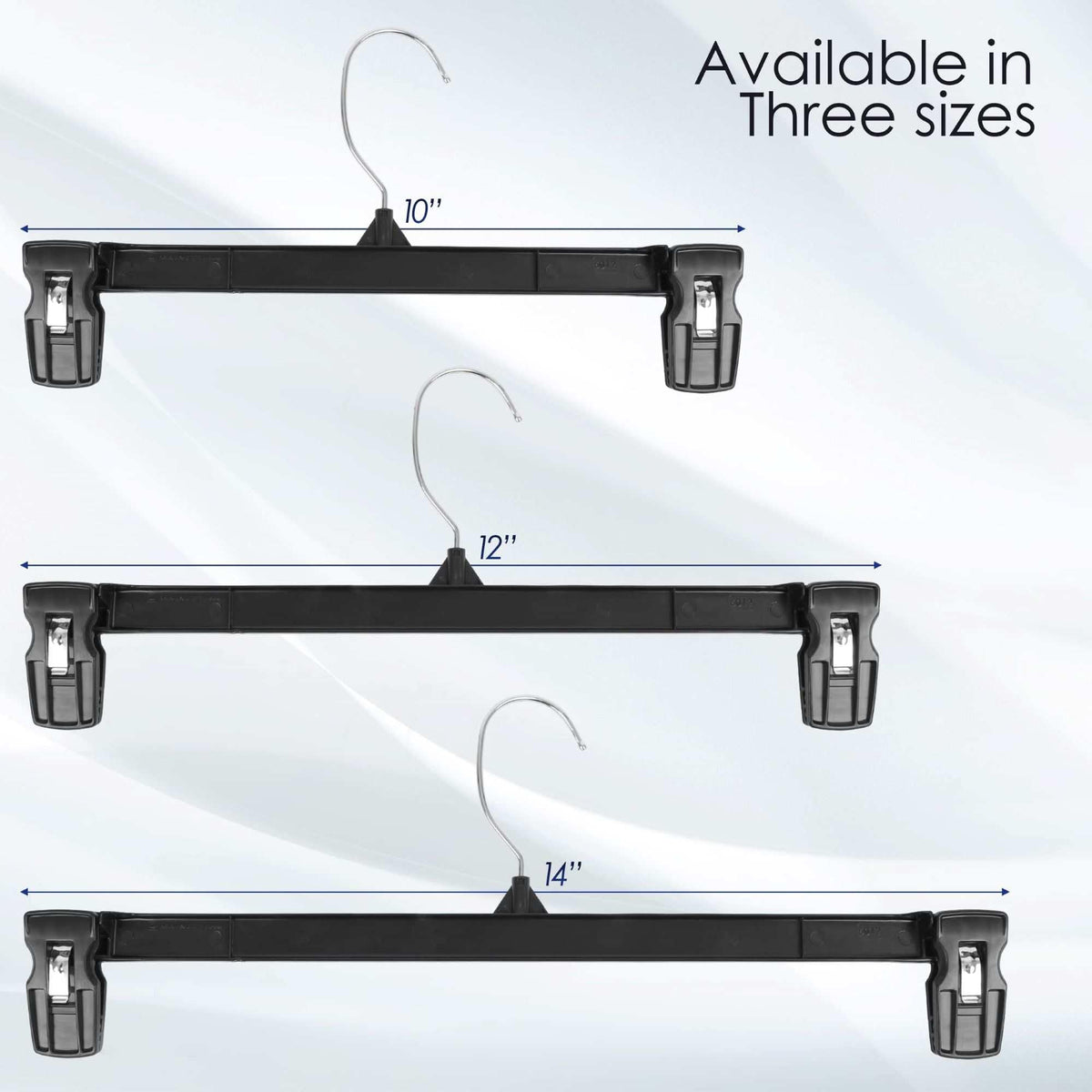 12 inch 30 Pack Pants Hangers Slim Plastic Black