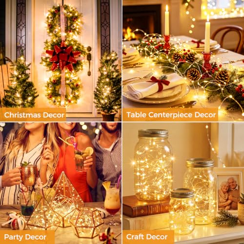 btfarm 30 Pack Fairy Lights Battery Operated Twinkle Lights with 3 Modes | 7Ft 20 Led String Light, Waterproof Bulk Small Mini Silver Wire for Christmas Mason Jars Wedding Table Centerpiece,Warm White