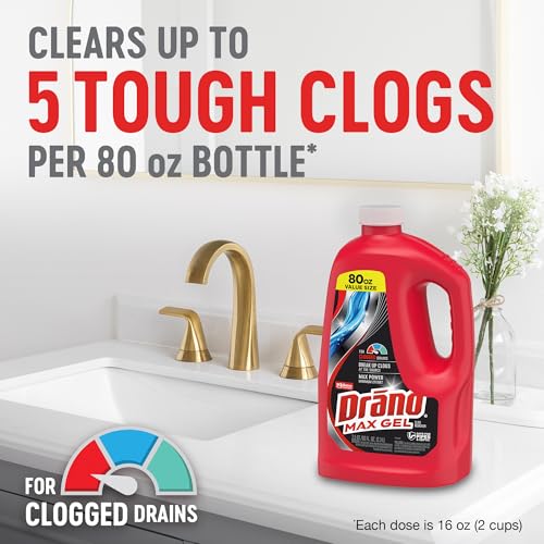 Drano Max Gel Drain Clog Remover & Cleaner, Safe for All Pipes, 80oz 2-Pack