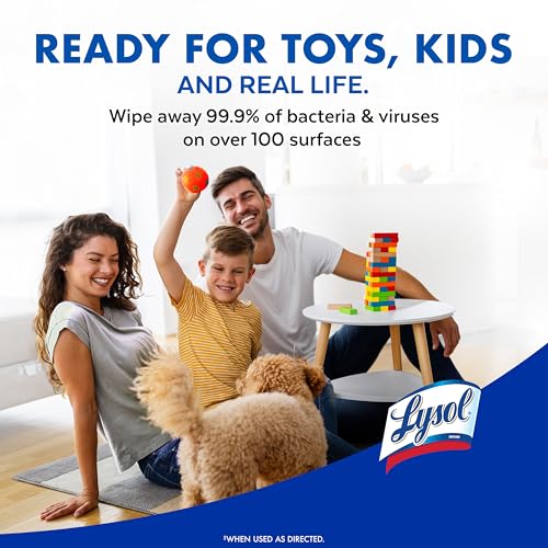 Lysol Disinfecting Wipes, Multi-Surface Cleaner, Crisp Linen, 80 ct. | All Purpose Cleaner, Sanitizing, Deodorizing, Apartment Essentials, Back To School Cleaning Supplies, Kitchen & Bathroom Wipe
