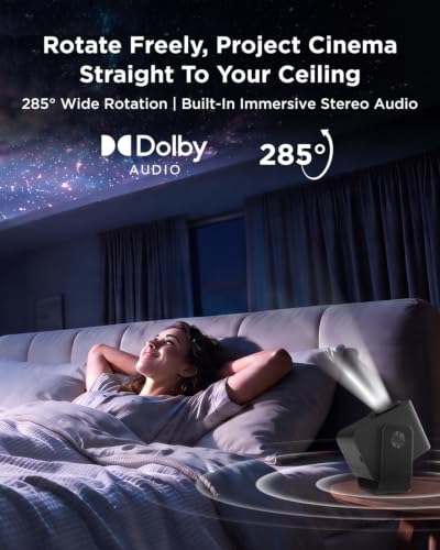 TCL C1 Smart Google TV Projector, WiFi and Bluetooth, 285° Rotating Gimbal | 1080P HDR10，Sealed Optical Engine, Auto Focus & Keystone, 4K Support, Dolby Audio, Portable for Home/Outdoor Movies
