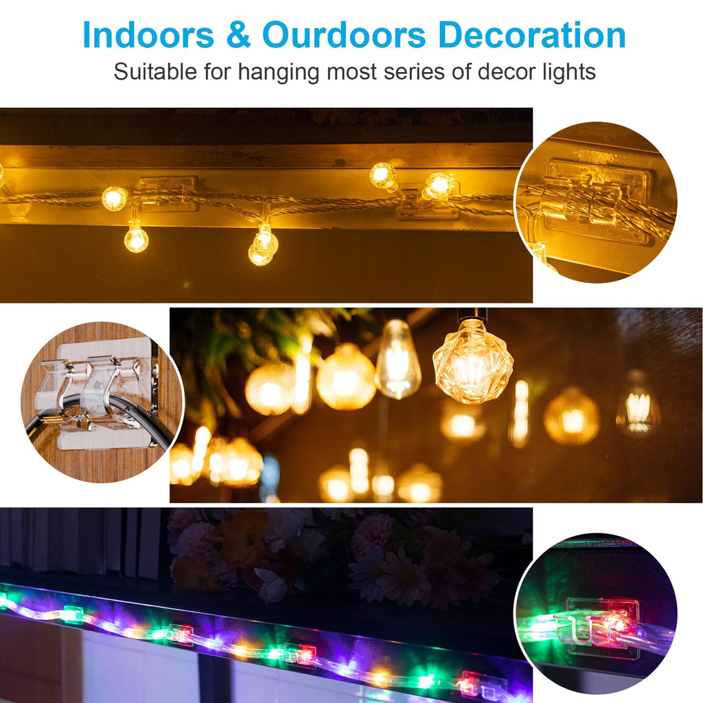 30 PCS Hooks for Outdoor String Lights, Heavy Duty Christmas Light Clips