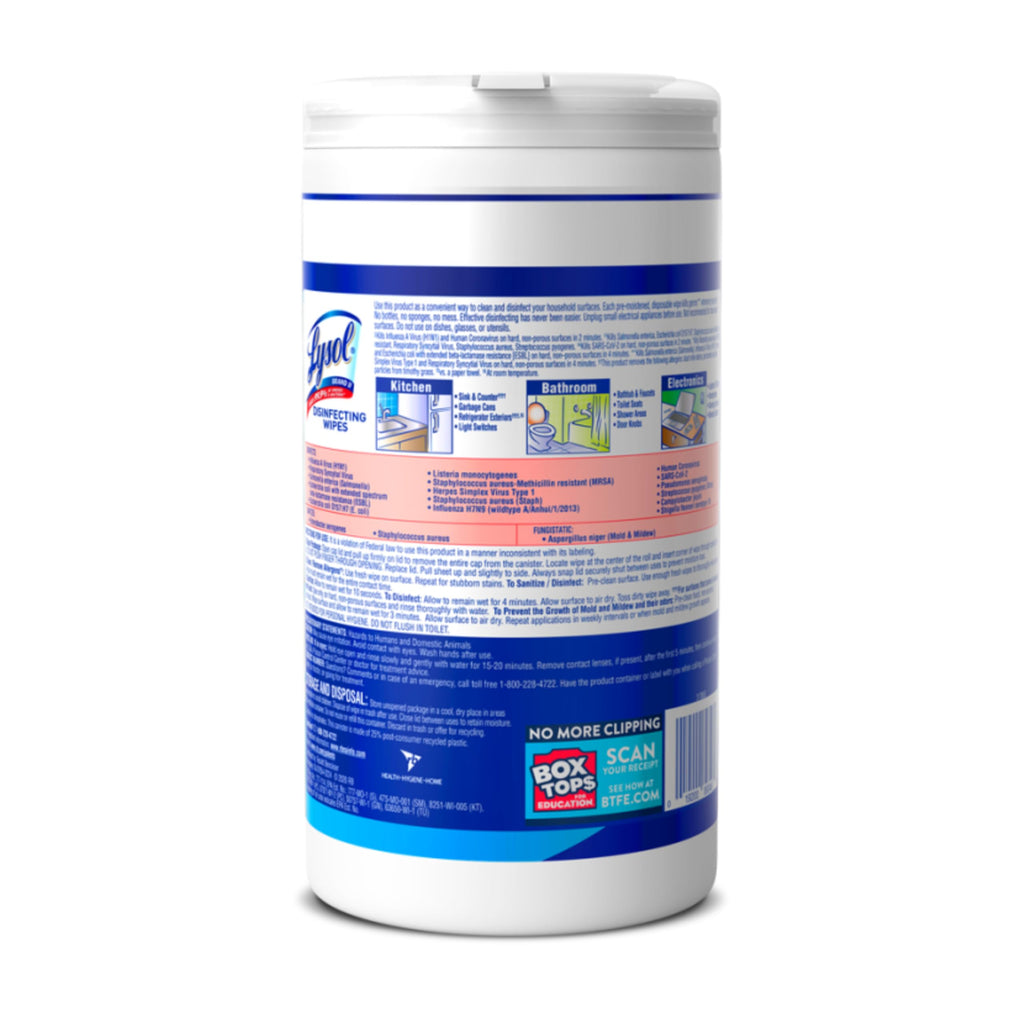 Lysol Disinfecting Wipes, Multi-Surface Cleaner, Crisp Linen, 80 ct. | All Purpose Cleaner, Sanitizing, Deodorizing, Apartment Essentials, Back To School Cleaning Supplies, Kitchen & Bathroom Wipe
