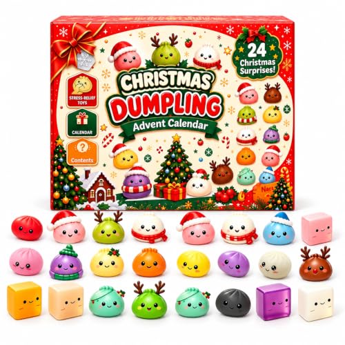 Squishy Advent Calendar 2026, 24-Day Christmas Gift with Mini Squishies (F) | Enjoy 24 days of Christmas surprises with soft mini squishies, festive characters, and a colorful gift box.