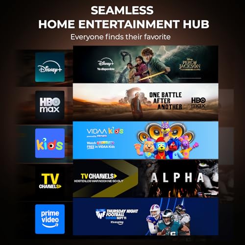 Smart Projector-4K with Wifi Bluetooth, AI Auto Focus Keystone Outdoor Home Theater VIDAA Movie Projector Built-in Apps, 60W Dolby, Airplay, Voice Control, Live TV, Ceiling, Gaming, Camping