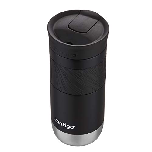 Contigo Byron Vacuum-Insulated Stainless Steel Travel Mug, Licorice, 16oz | Leak-Proof Lid, Thermalock Insulation, Hot 6 Hrs or Cold 12 Hrs, One-Handed Drinking, Textured Grip, Fits Car Cup Holders