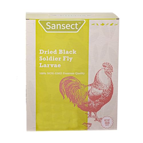 SANSECT 10LB Dried Black Soldier Fly Larvae, Chickens Feed for Wild Birds | High Protein Treats, More Calcium Than Dried Mealworms, 100% Natural Non-GMO Treat for Chickens Wild Birds, Ducks,Reptiles