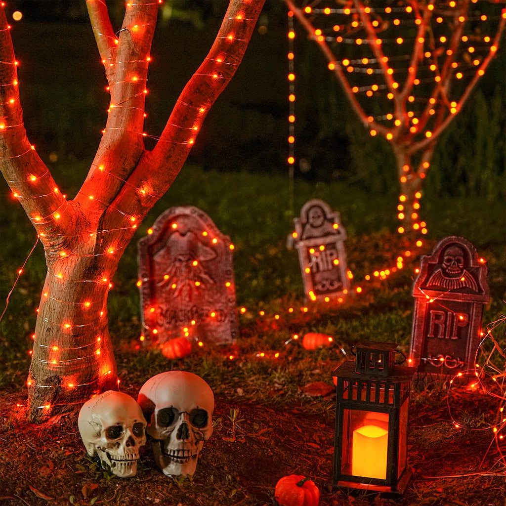 JMEXSUSS 2 Pack Orange Fairy Lights Battery Operated, Total 200 LED 66ft