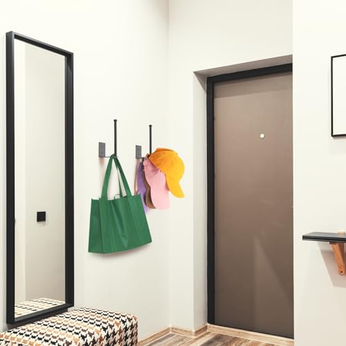Durmmur Stainless Steel Hat Organizer, Hat Rack for Wall,Each Holds 15 Hats | 2P Strong Adhesive/Wall Drilled Hat Holder, Hat Hooks, Hat Hanger Baseball Cap Organizer for Door,Bedroom,Closet(Black 6 in)