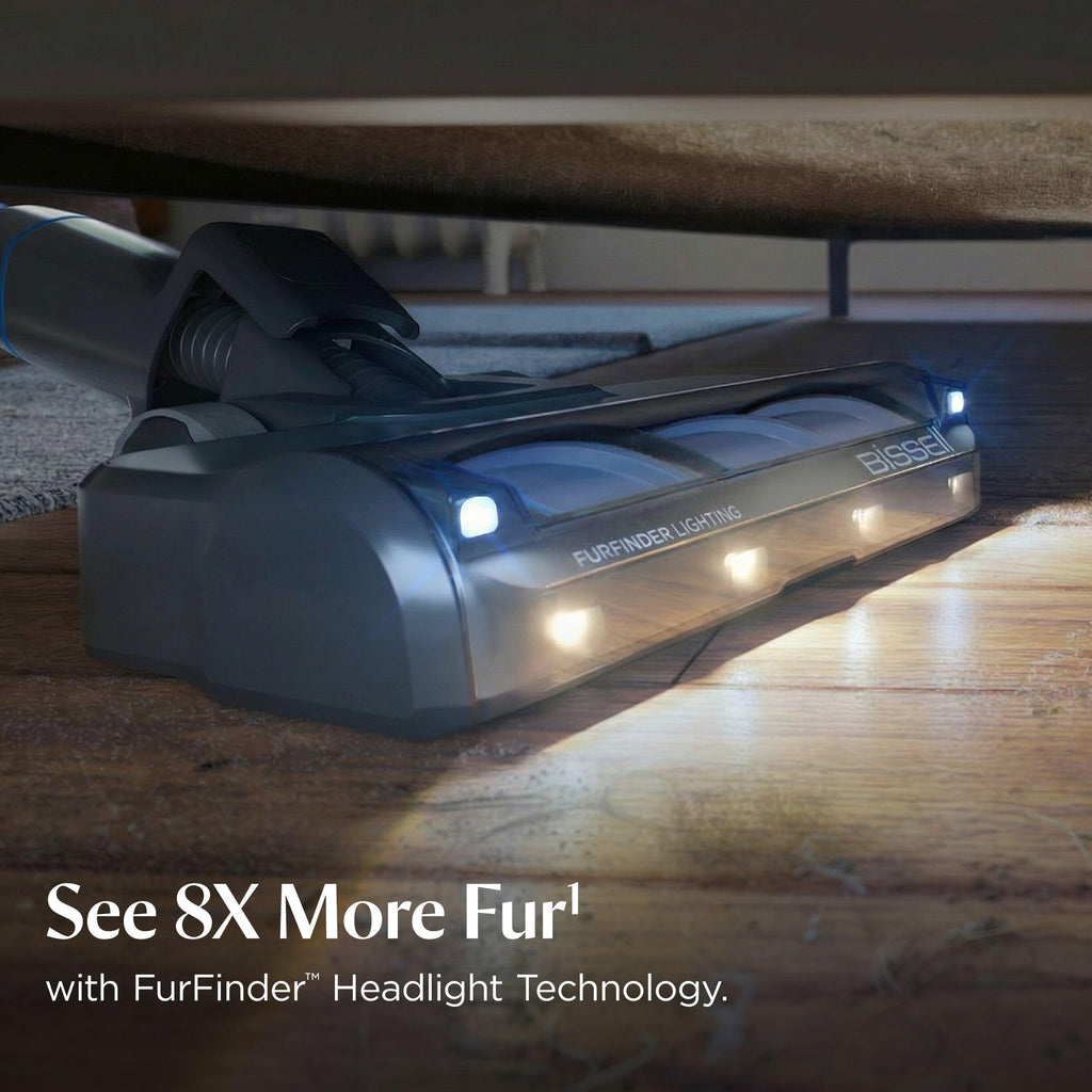Bissell PowerClean FurFinder Corded Stick Vacuum, HEPA, 4282K | 30-foot power cord; self-standing design; bright headlights; tangle-free brush for pet hair pickup