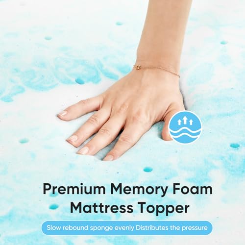 OLIXIS 2 Inch Twin Cooling Gel Infused Memory Foam Mattress Topper, Bed Pad | CertiPUR-US Certified, Soft Ventilated Pressure Relieving Bed Pad in a Box, Breathable Plush Feel