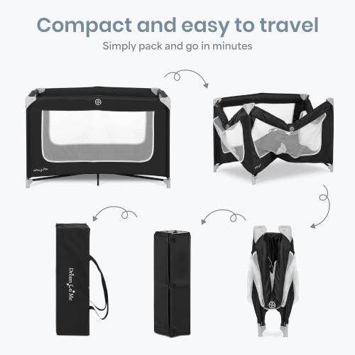 Dream On Me Zodiak Portable Playard, Compact for Travel, Carry Bag, Black | Removable Mattress Pad, Mesh Sides, Quick Fold, 30 Lb Limit - ASTM Tested for Infants & Toddlers, Indoor & Outdoor Use