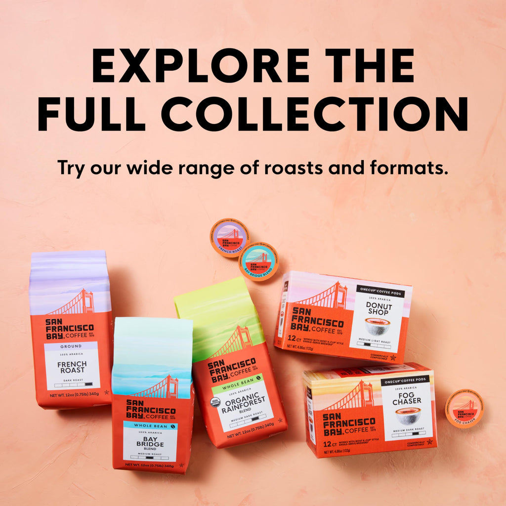 San Francisco Bay French Roast K-Cup Compatible Coffee Pods, 80 ct | Commercially compostable single-serve pods, dark roast delivers a bold, smooth cup in any K-Cup brewer