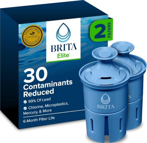 Brita Elite Replacement Water Filter, 2 Pack | WQA and NSF/ANSI Certified, Reduces Chlorine, Copper, Mercury & Cadmium, Lasts 2 Months, Household Essential