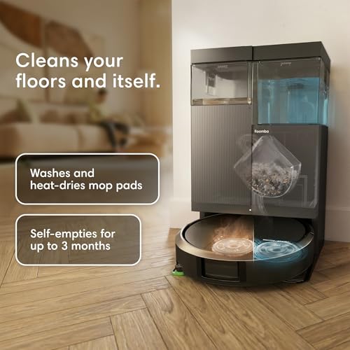 iRobot Roomba 415X Robot Vacuum & Mop Combo, 20,000Pa, 90 Days Self-Emptying, Multifunction Dock Self-Cleaning & Hot Dry, Smart Obstacle Avoidance, Lifting Spinning Mops, Ideal for Pet Hair