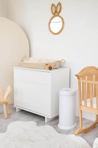 Ubbi Stainless Steel Diaper Pail, No Special Bags, Odor-Locking, White | Award-Winning Registry Must-Have, Childproof Safety Lid with Lock, Holds Up To 55 Newborn Diapers, Modern Nursery Essential