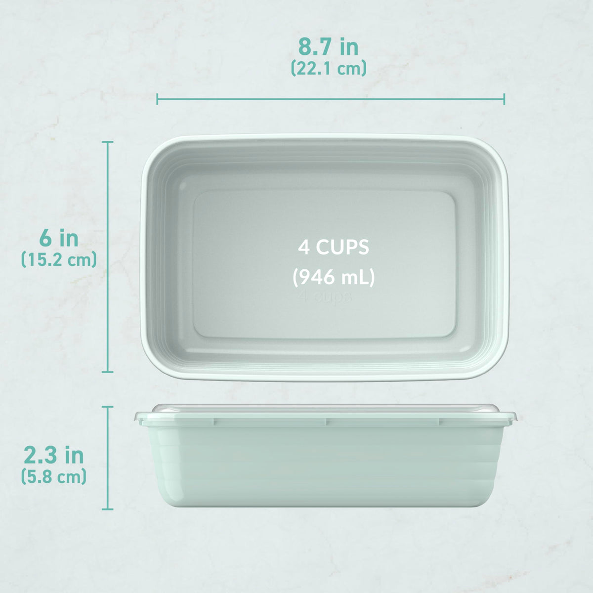 Bentgo Prep Meal Prep Containers with Lids, 20 Piece, PFAS & BPA-Free | 4-Cup Capacity, Portion Control, Stackable, Microwave, Freezer & Dishwasher-Safe, Reusable (Mint)