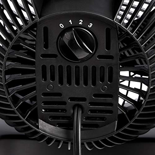 Amazon Basics Air Circulator Desk Fan for Bedroom, Home and Office, 90-Degree Tilt Head, 3 Speed Settings, Cooling, 35 Watts, Black, 11.1"W x 6.3"D x 10.9"H