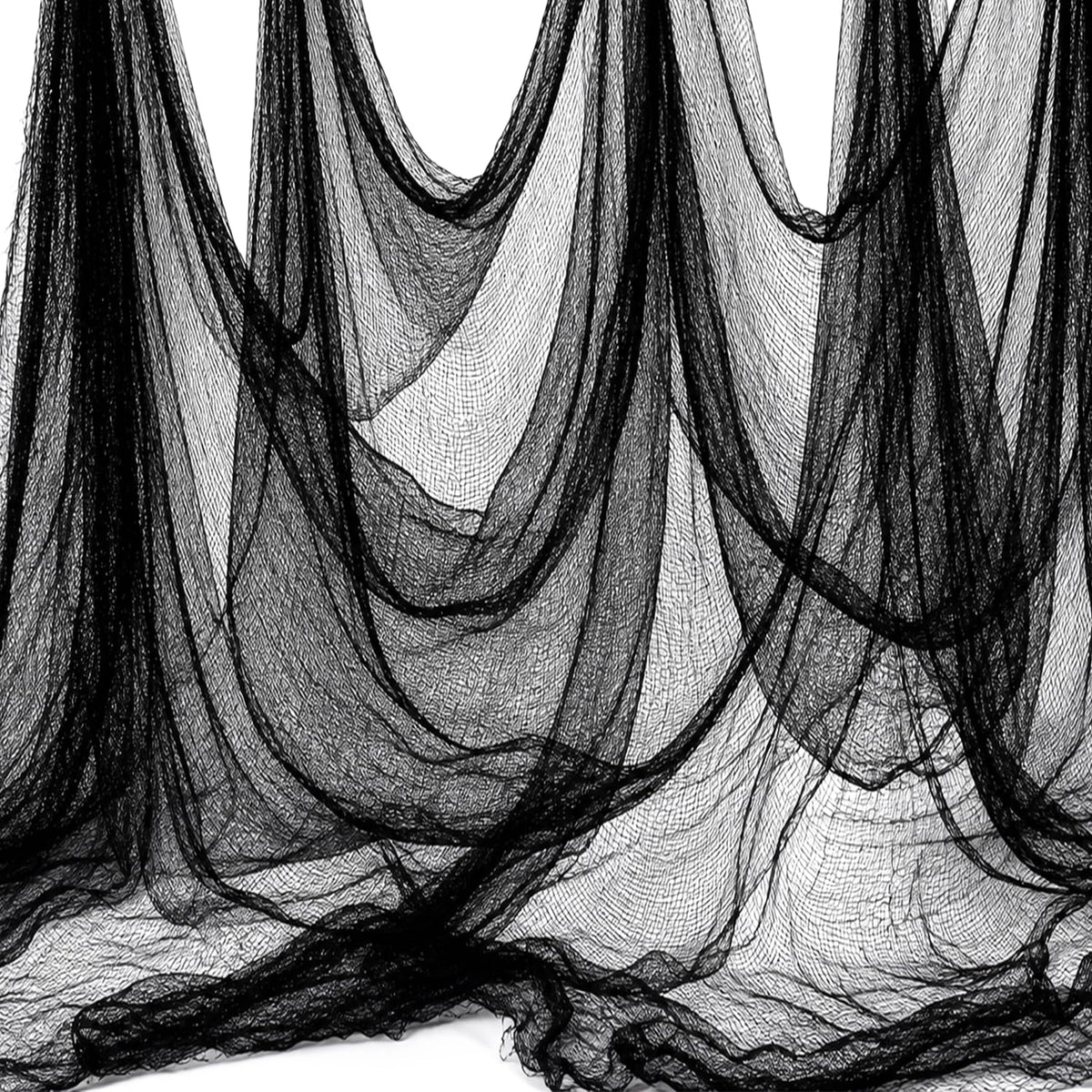 Land Guard Halloween Creepy Cloth Black 200 × 40 Inch Gauze Fabic | Gothic Halloween Decorations for Indoor Outdoor Haunted House Party, Easy to Hang, Cut at Will, Photo Backdrop