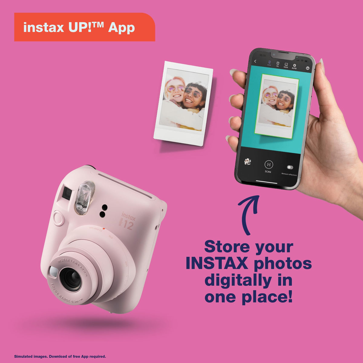 Fujifilm Instax Mini 12 Instant Film Camera - Pastel Blue | Instax Mini 12 with automatic exposure and selfie mirror for photography, scrapbooking and gifting