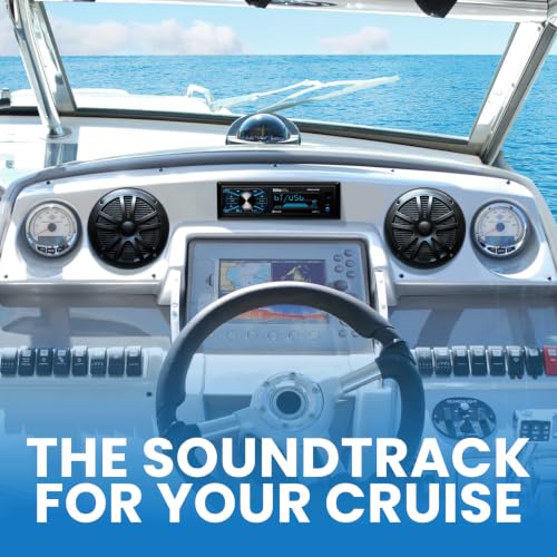 BOSS Audio Systems MCKG634B.6 Marine Boat Stereo, 6.5 Inch Speakers (Pair) | AM/FM radio receiver, USB and aux inputs, weatherproof design, dipole antenna, front and rear pre-amp outputs