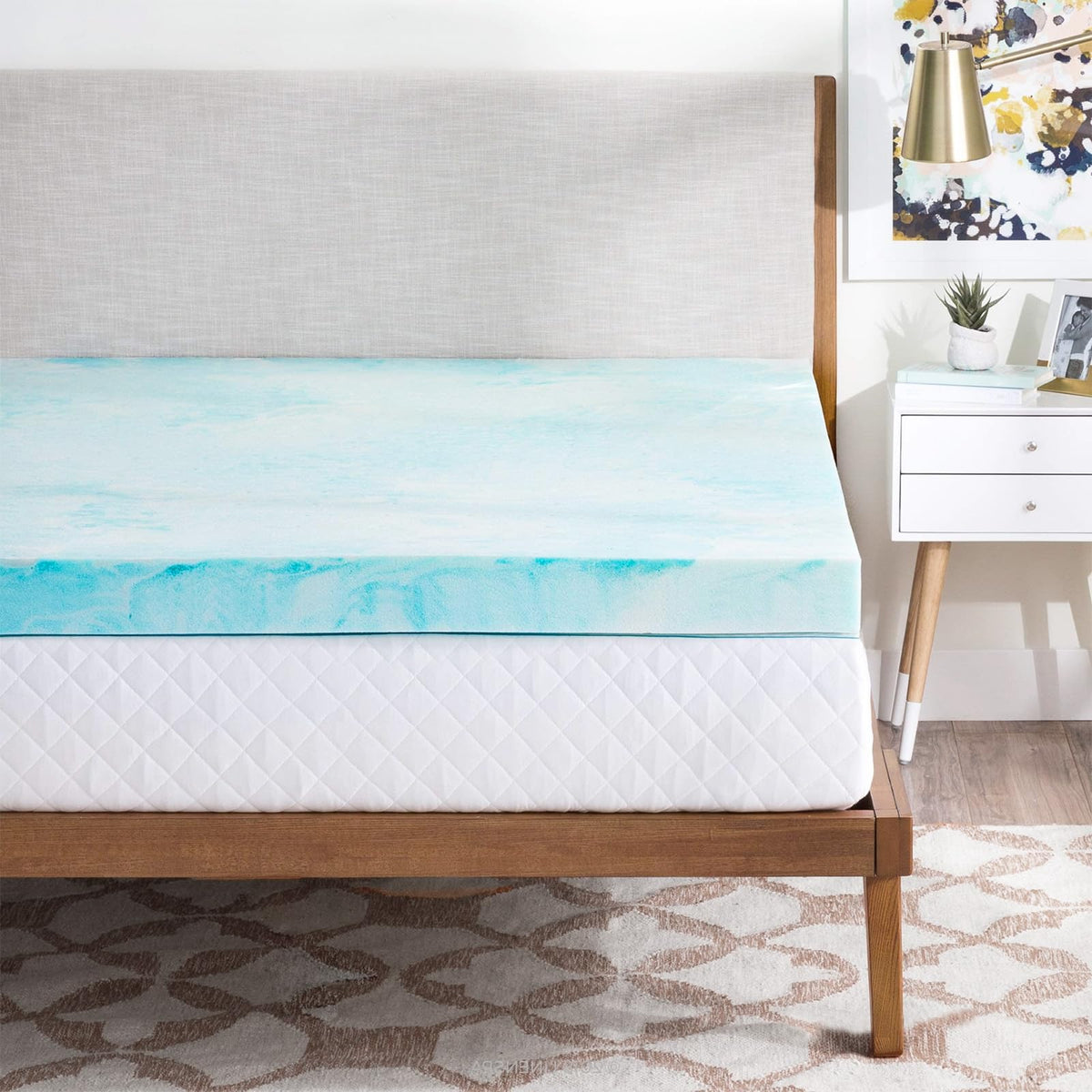 OLIXIS 2 Inch Twin Cooling Gel Infused Memory Foam Mattress Topper, Bed Pad | CertiPUR-US Certified, Soft Ventilated Pressure Relieving Bed Pad in a Box, Breathable Plush Feel