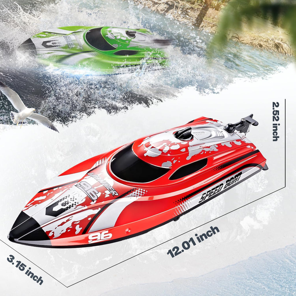 BEZGAR RC Boat TX126-12 Inch Remote Control Boat for Lakes and Pools | 25 KPH High Speed; Waterproof Design; 700mAh Rechargeable Battery; Ideal Toy Boat for Kids Adults; Red
