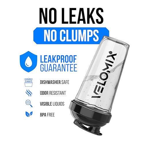 VELOMIX 2 Pack 28oz Protein Shaker Bottle for Protein Mixes, Black/Transpar | 2x Wire Whisk, Leak Proof Shaker Cups for Protein Shakes, Stackable, Dishwasher safe, BPA free, Pre Workout and Fitness ready