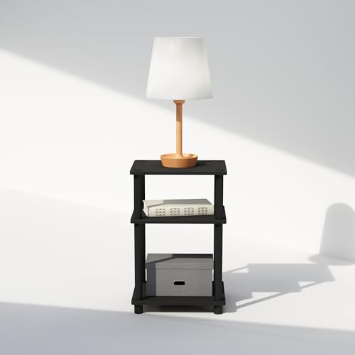 Furinno JUST Toolless 3-Tier Night Stand, Open Storage, Americano | Compact, Narrow Bedside Table, End Table, Side Table, for Bedroom, Dorm