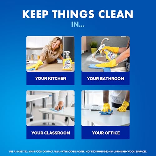 Lysol All Purpose Cleaner Spray, Disinfectant, Lemon, 32oz | Multipurpose Cleaner, Sanitizer & Disinfectant Spray, Degreaser, Multi-Surface Kitchen & Bathroom Cleaner, Cleaning Supplies