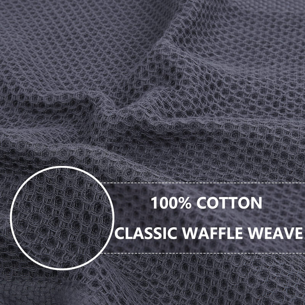 Homaxy 100% Cotton Waffle Weave Kitchen Dish Cloths 6-Pack, Dark Grey | 12 x 12 Inches, Ultra Soft Absorbent Dish Towels, Quick Drying Dish Rags with Hanging Loop