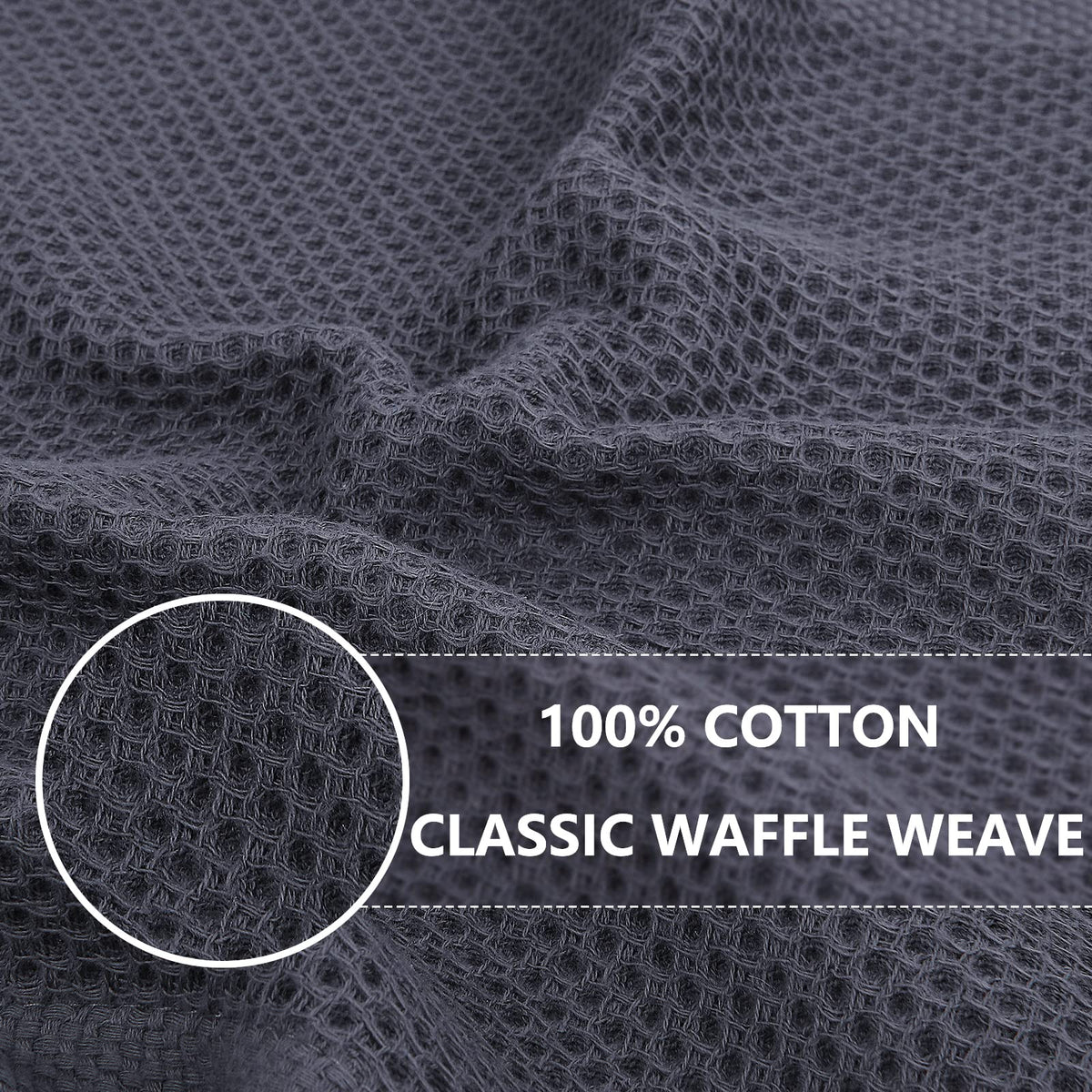 Homaxy 100% Cotton Waffle Weave Kitchen Dish Cloths 6-Pack, Dark Grey | 12 x 12 Inches, Ultra Soft Absorbent Dish Towels, Quick Drying Dish Rags with Hanging Loop