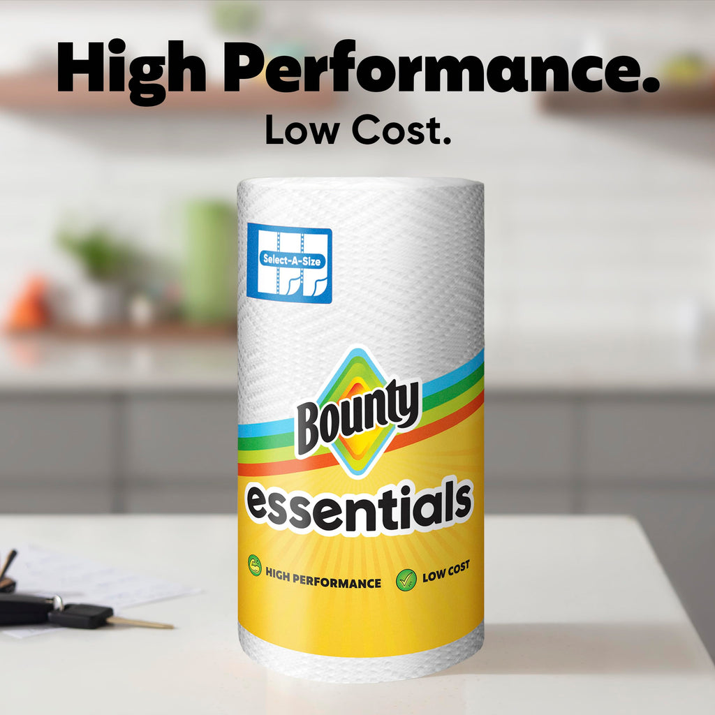 Bounty Essentials Select-A-Size Paper Towels, 6 Double Rolls, White, 108 Sheets Per Roll