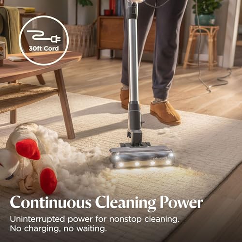 Bissell PowerClean FurFinder Corded Stick Vacuum, HEPA, 4282K | 30-foot power cord; self-standing design; bright headlights; tangle-free brush for pet hair pickup