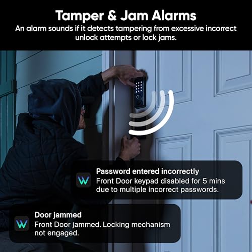 Wyze Auto-Lock Bolt v2, Fingerprint Keyless Entry Smart Lock, AI Learning Scanner with Wi-Fi Front Door Lock Deadbolt, Auto-Lock, 8 Months Battery, BHMA2, IP53, Anti-Peep Keypad, Backup Keys