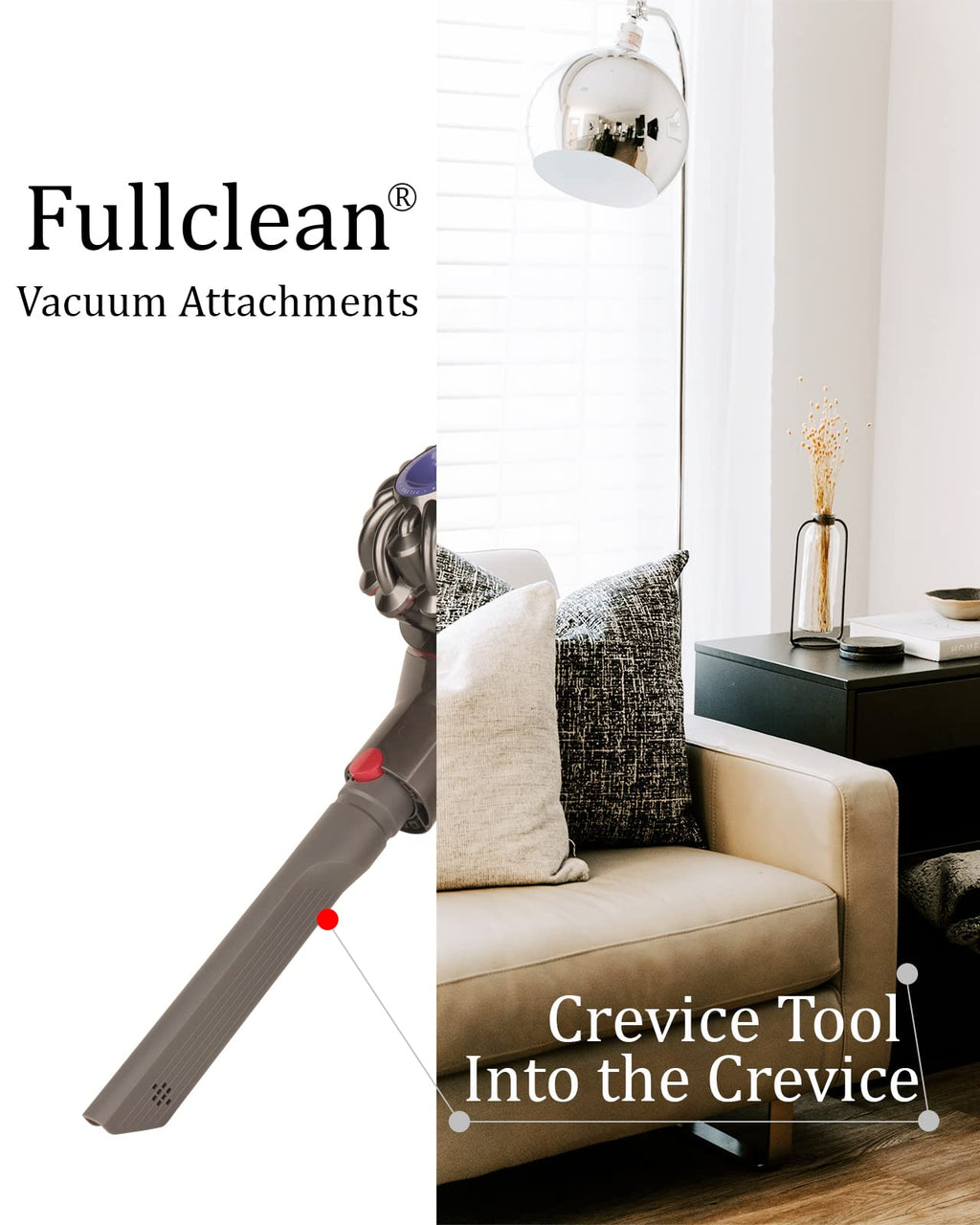 Fulllclean Crevice Tool Attachment Compatible with Dyson Cordless Vacuum