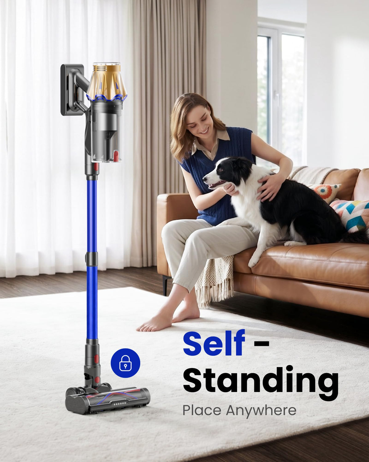 Cordless Vacuum Cleaner, Upgraded 650W 60KPA 70Mins Cordless Stick Vacuum Cleaner with Flexible Hose,Self-Standing,Touch Screen, Anti-tangle Wireless Vacuum Cleaners for Home/Pet Hair/Carpets/Floors