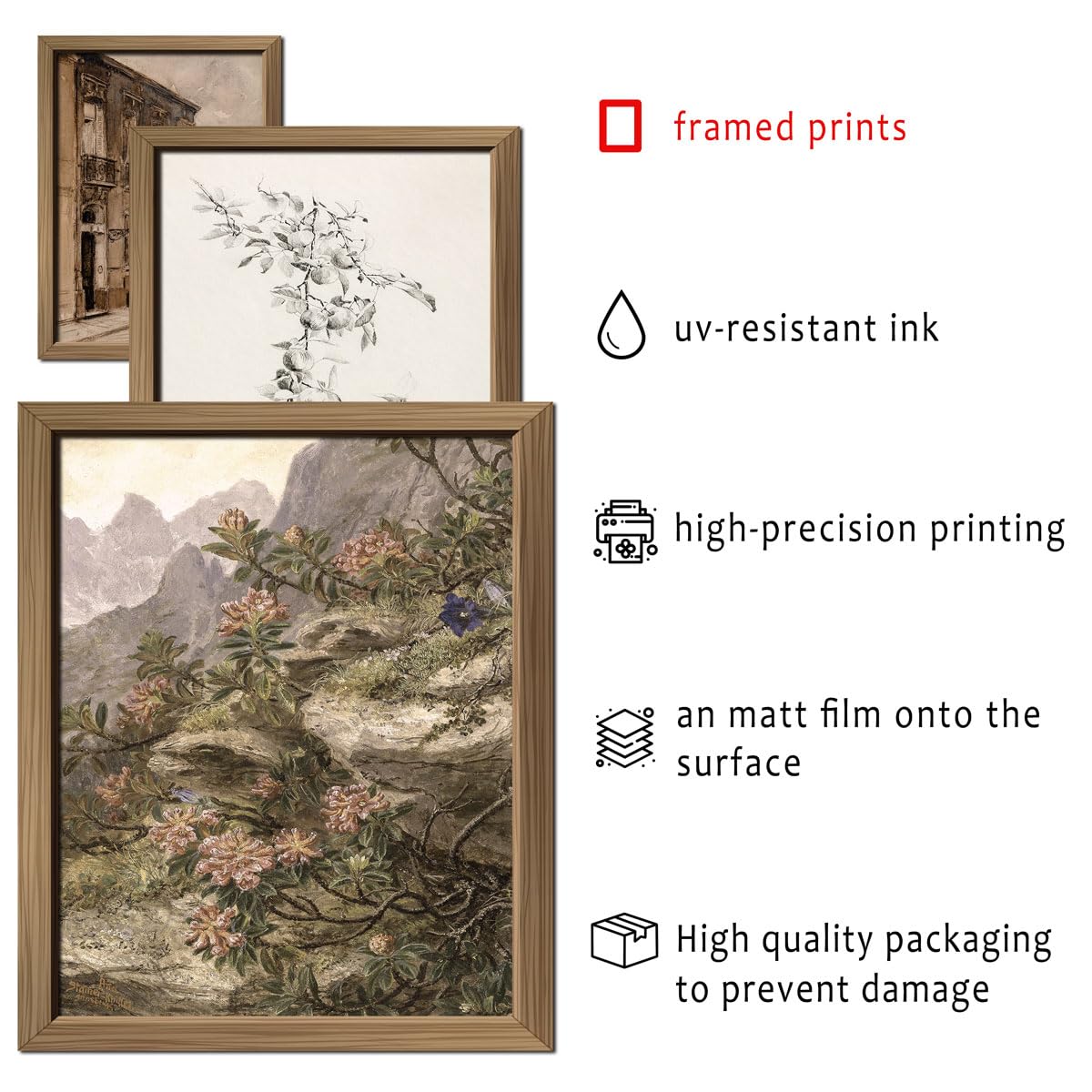 16 PCS Framed Vintage Wall Art Decor, French Country Farmhouse Gallery Wall Frame Set Prints for Bedroom Bathroom, Rustic Landscape Posters for Living Room Aesthetic, Cottagecore Dorm Home Collage Kit