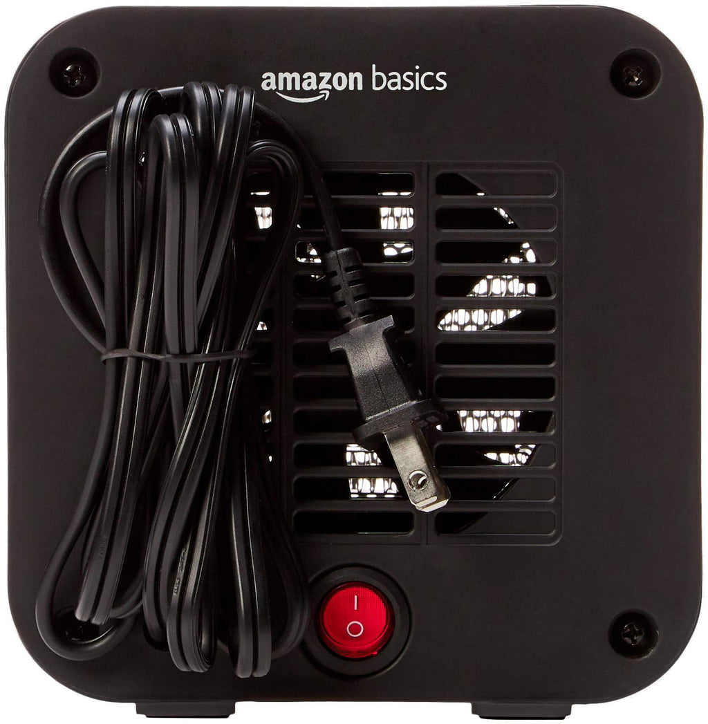 Amazon Basics Ceramic Portable Mini Space Heater for Office Desk, Indoor Use, Fast Heating, 500W, With Tip-Over Protection, Lightweight 1.4 lbs, Black, 5.87"D x 3.15"W x 5.95"H