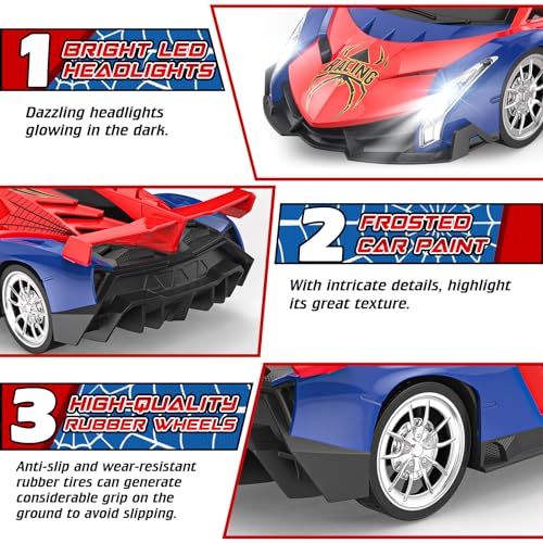Growsland Remote Control Car for Kids, RC Cars for Boys Kids 1:18 Electric Vehicle Toy Car Hobby Racing Car Toys with Lights & Controller, Birthday Gift for 3 4 5 6 7 8 9 Year Old Boys Girls